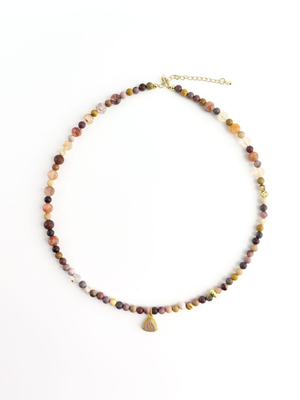Autumn Sunbeam Necklace, Natural Jasper, Golden Pendant