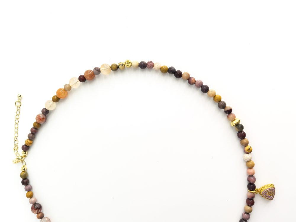 Autumn Sunbeam Necklace, Natural Jasper, Golden Pendant - Image 4