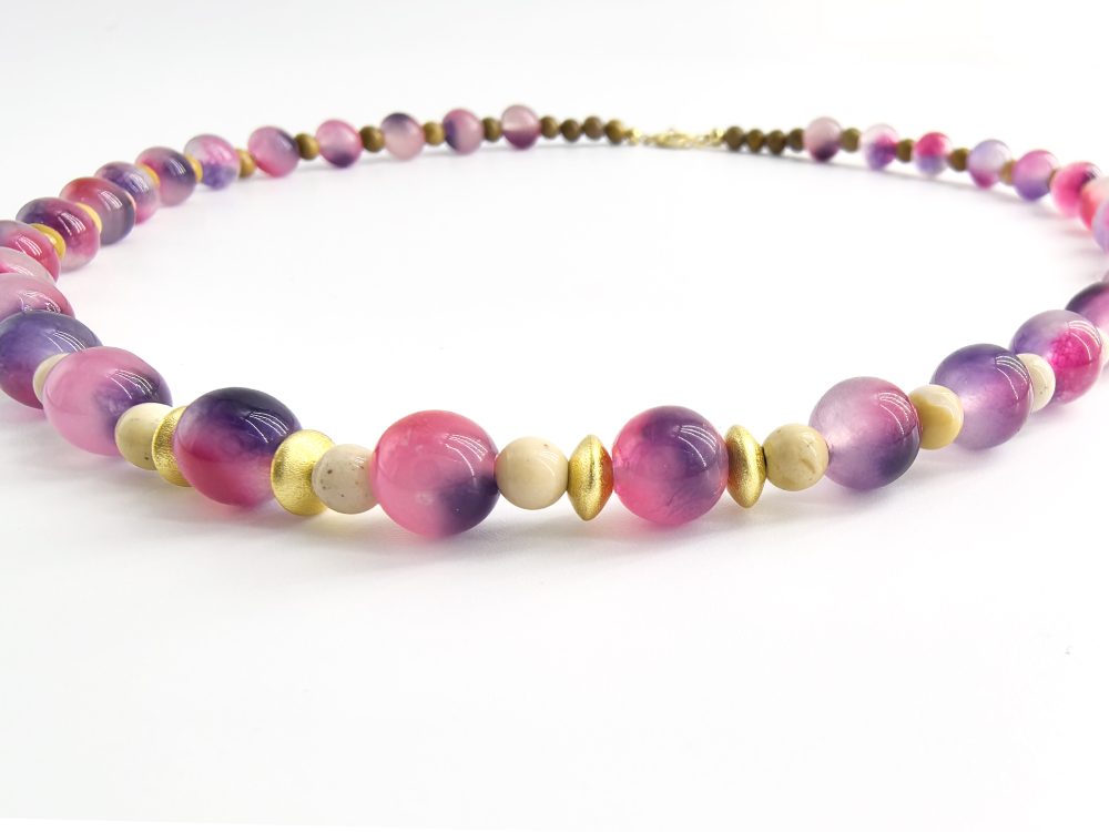 Quartz Harmony Necklace, Retro Dye, Golden Accents - Image 3