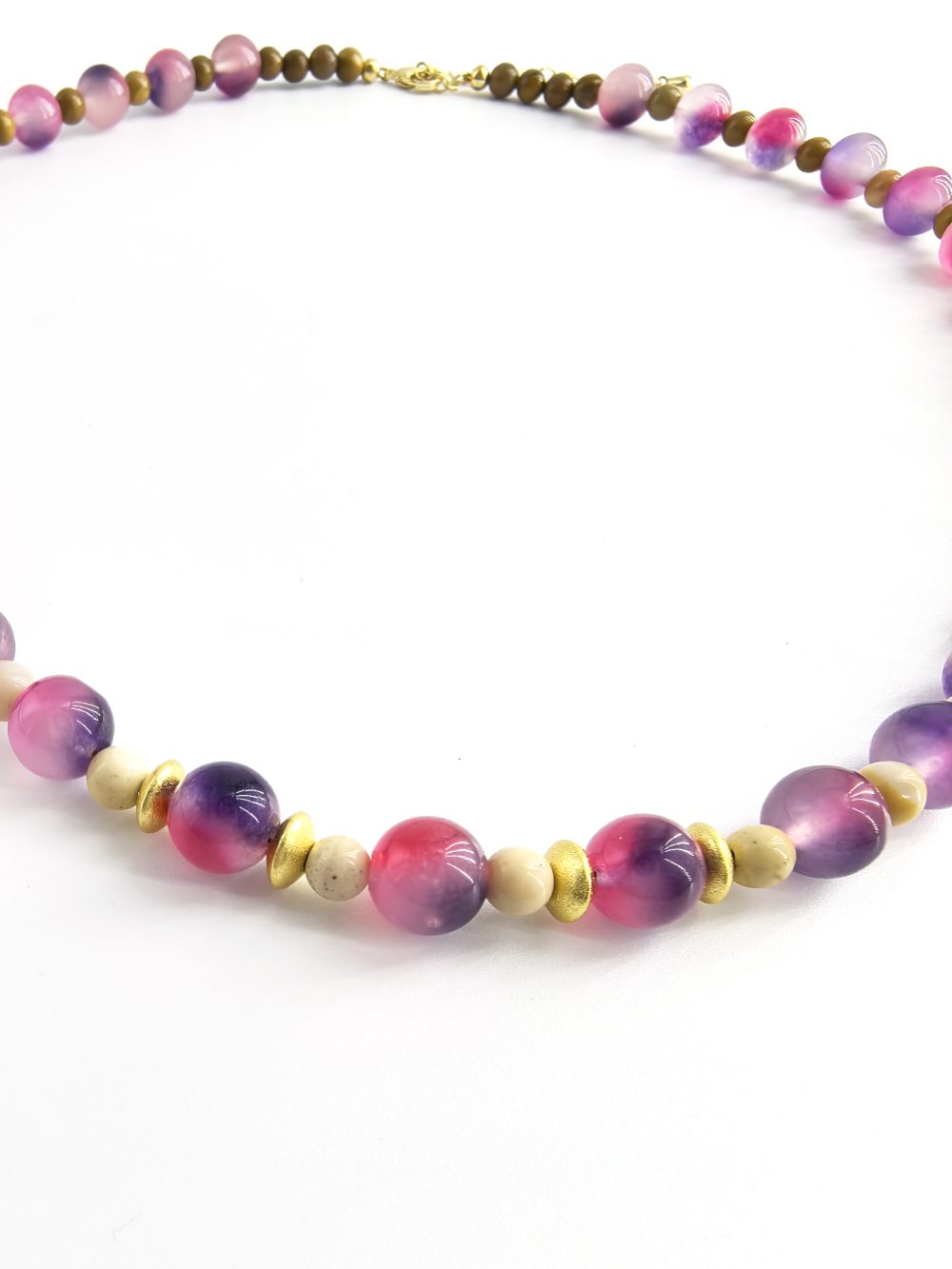 Quartz Harmony Necklace, Retro Dye, Golden Accents - Image 2